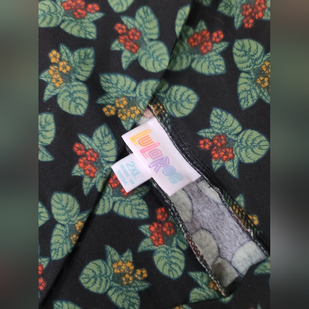 LuLaRoe Green Leaf Flower Print Soft Stretchy Maxi Skirt Size 2XL - Picture 6 of 8